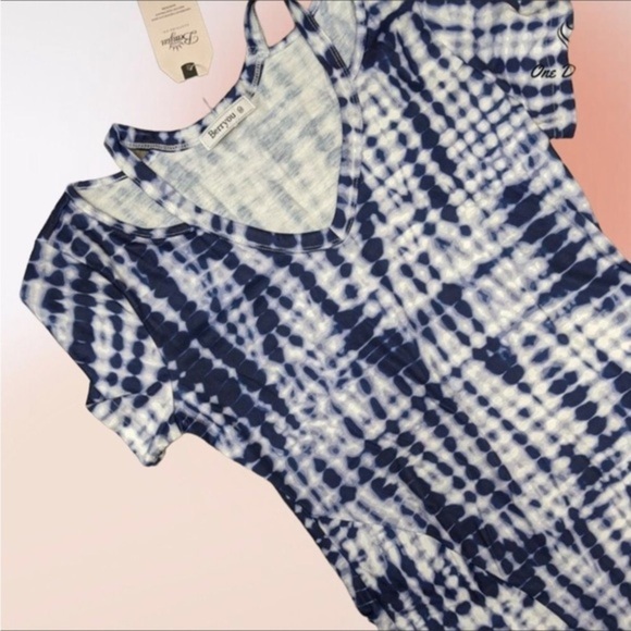 BERRYOU Blue Tie Dye Front Knot Dress‎ Med NWT - Picture 11 of 15